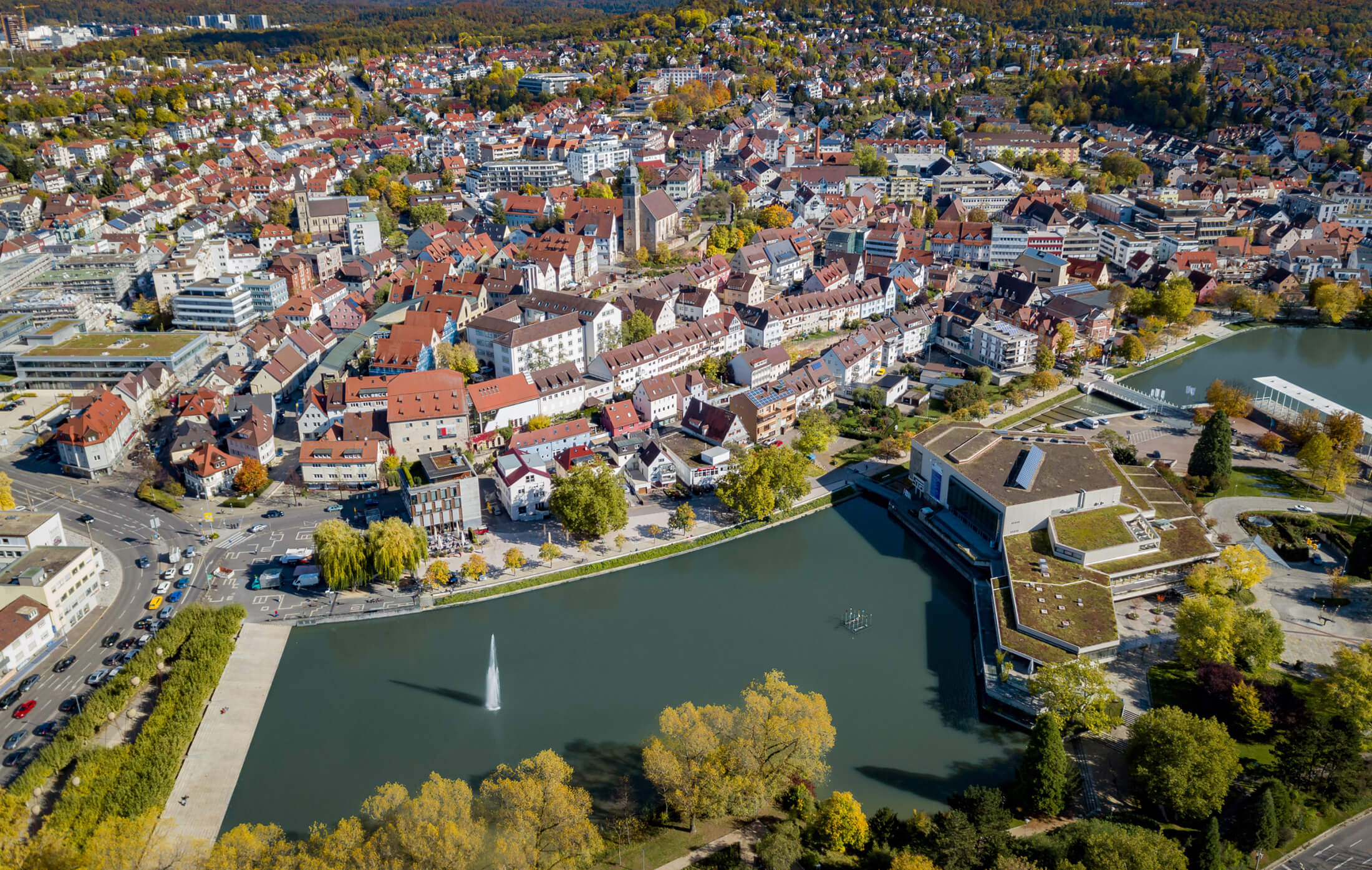 Luftblick auf die Stadt Böblingen