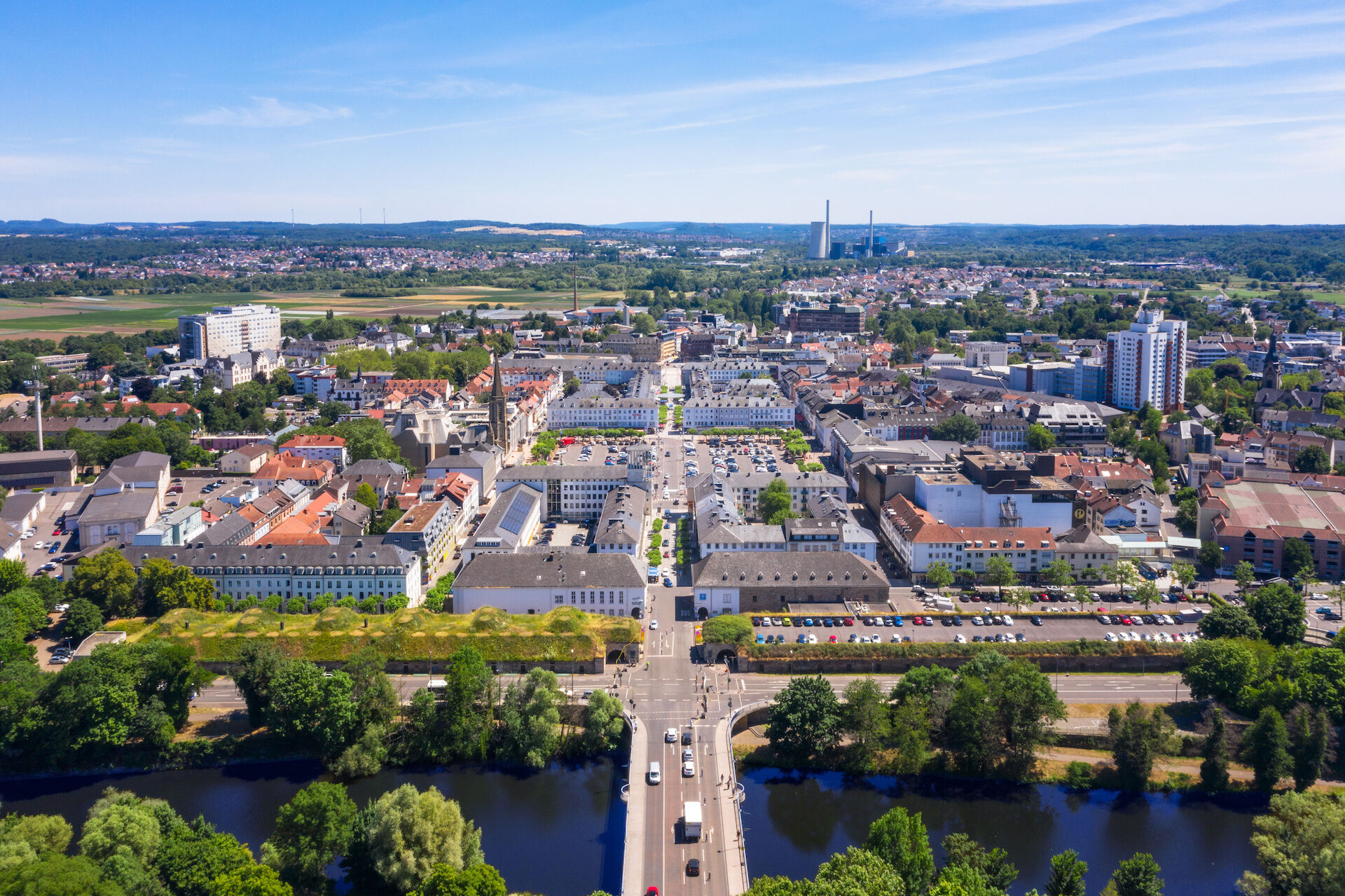 Luftbild der Stadt Saarlouis im Saarland