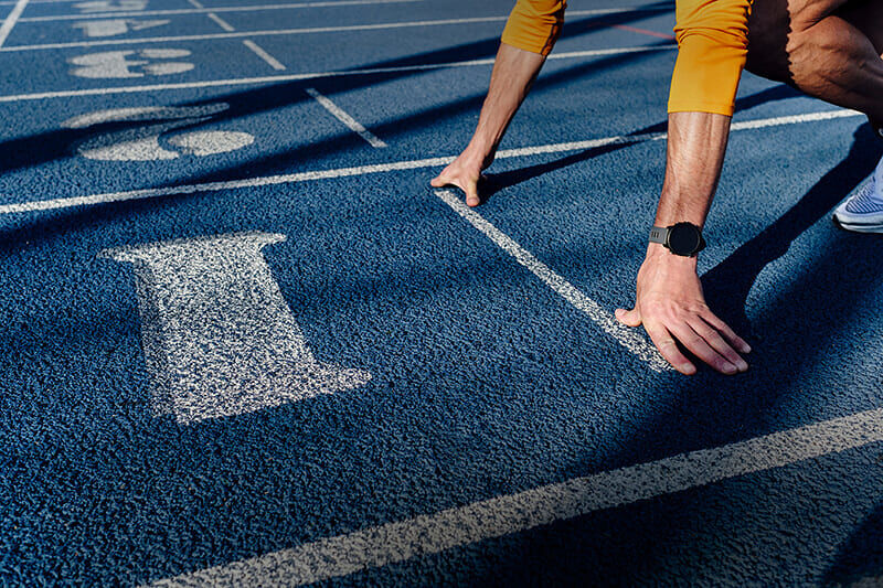 Eine Startlinie beim Laufen