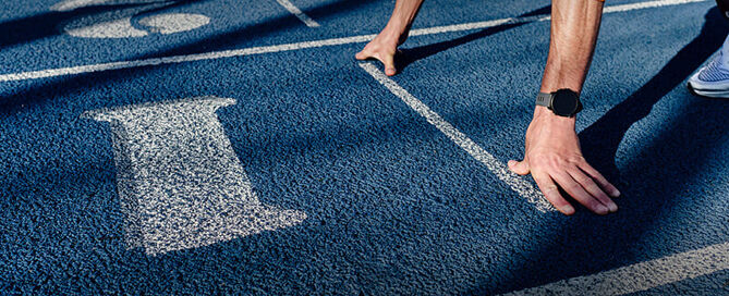 Eine Startlinie beim Laufen