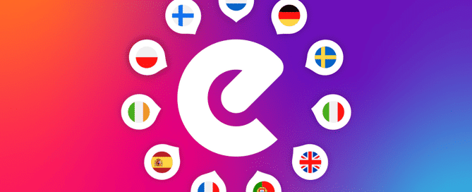 Das Epassi-Logo und ringsherum sind alle Länderflaggen