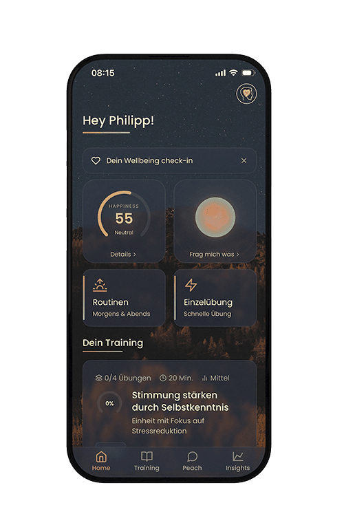 MindElevate_Mockup_2026 Screenshot von der Mindelevate App.